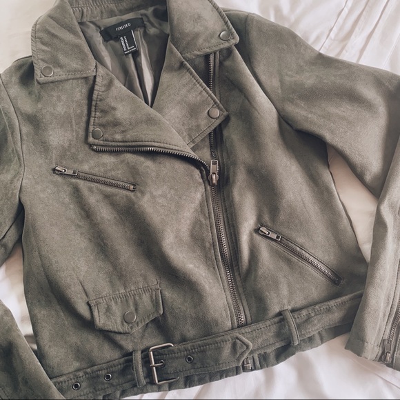 Forever 21 Jackets & Blazers - Forever 21 Gray Suede Moto Jacket